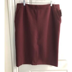 **NWT**   Ellen Tracy Bordeaux Pencil Skirt with Front Vent - Size 14